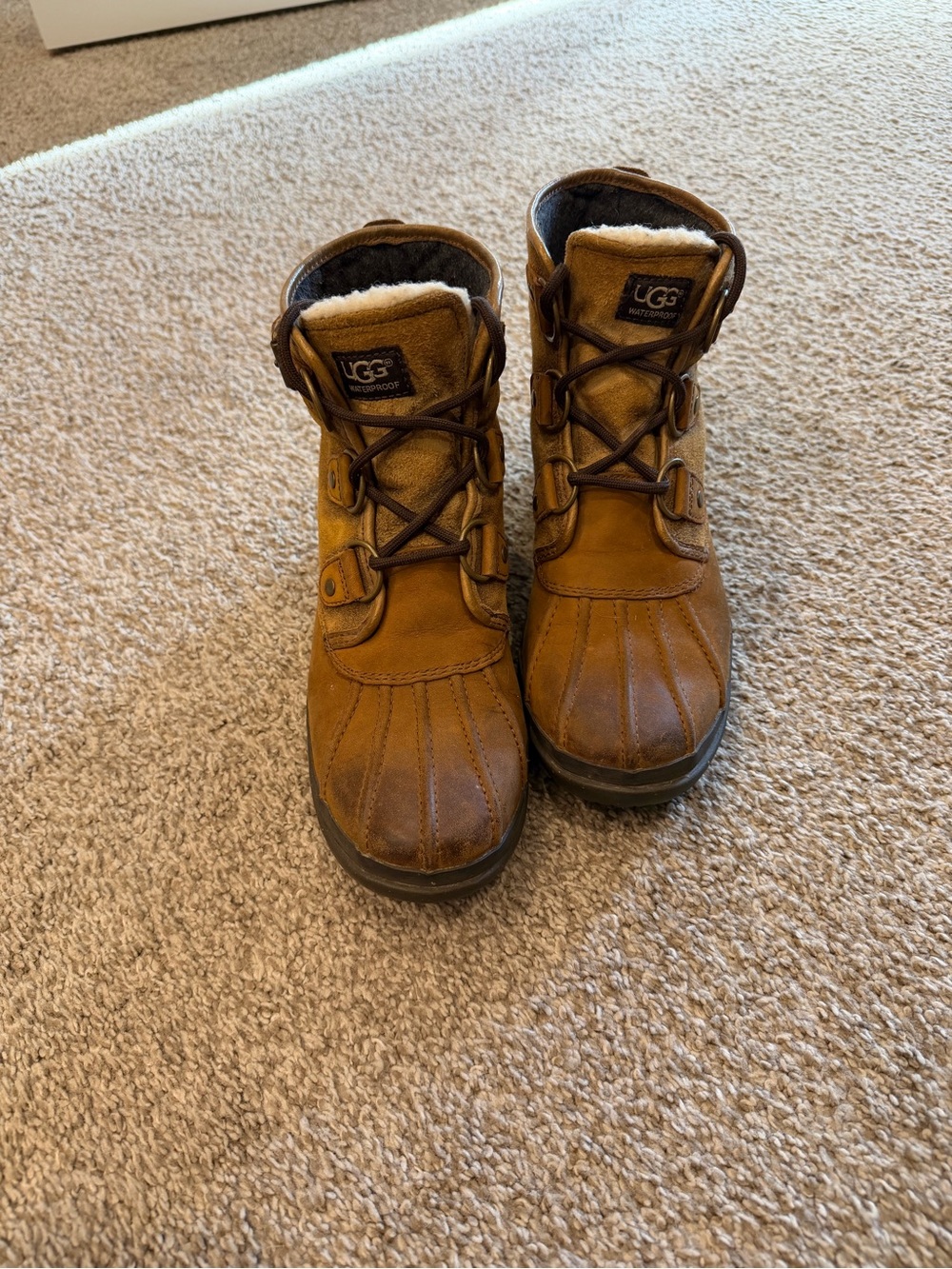 UGG Brown Waterproof Lace-Up Winter Boots